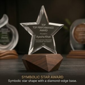 Star Award Top Performance Acrylic Wooden Crest Shield