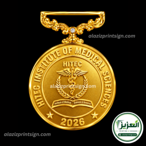 Custom Gold Medal Award Hitech 2026 with Ribbon - Al Aziz Print & Sign